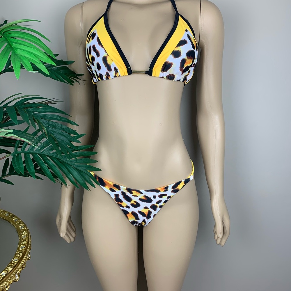 Two piece leopard skin bikini